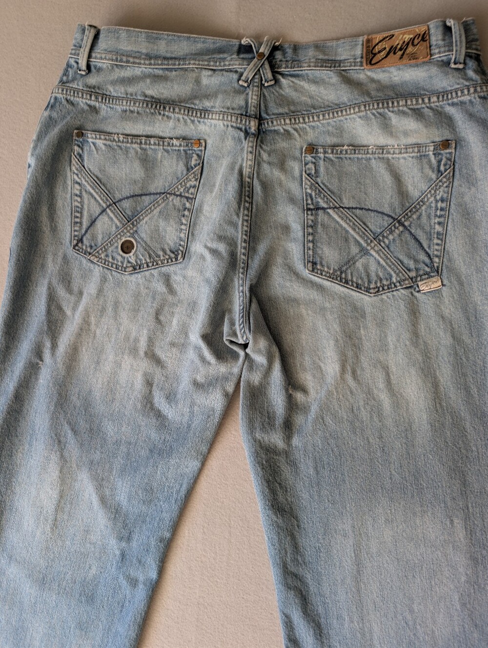 Vintage Enyce Jeans 2000s Y2K Light Wash Distressed Hip Hop Baggy Denim Sz 44 image 5